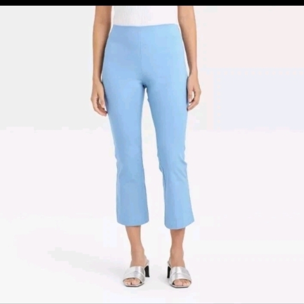 A New Day Women's Super-High Rise Slim Fit Cropped Kick Flare Pants Blue
